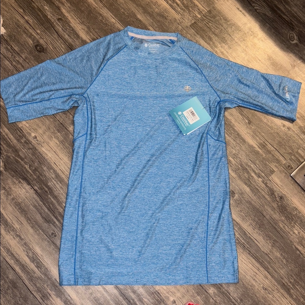Coolibar Men's Teal Rash Guard small NWT - Picture 2 of 5